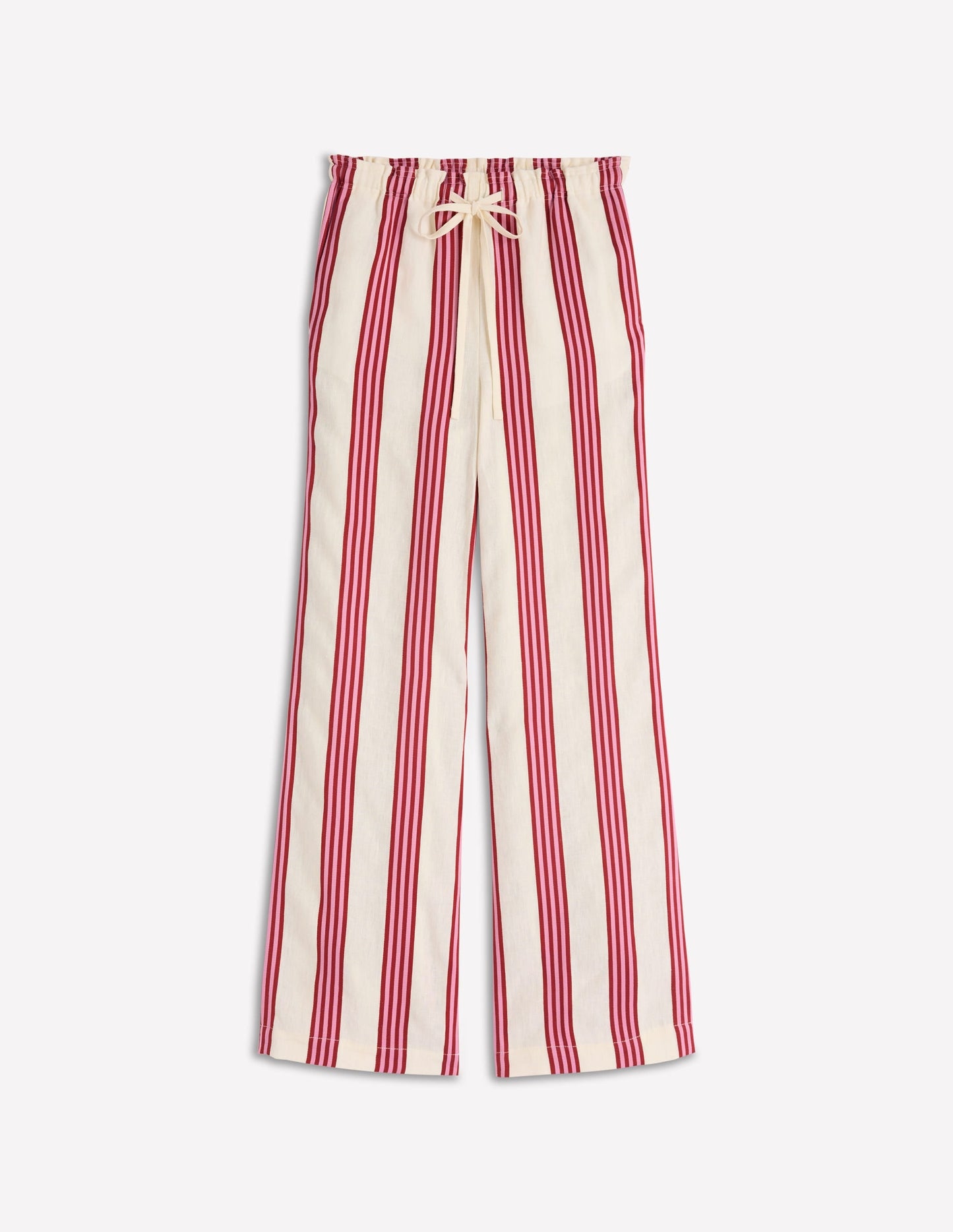 Islington Linen Pants-Ivory, Brown & Pink Stripe