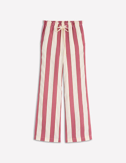 Islington Linen Pants-Ivory, Brown & Pink Stripe