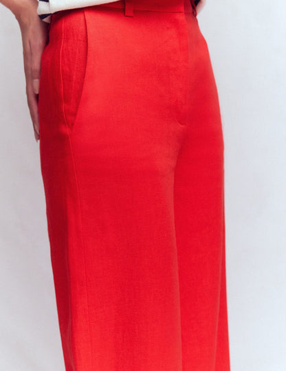 Belgravia Linen Pants-Bright Cherry