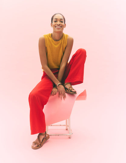 Belgravia Linen Pants-Bright Cherry