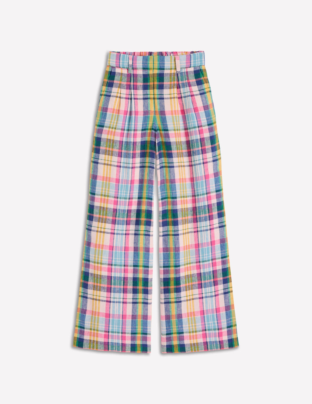 Kensington Linen Pants-Blue, Pink and Green Madras