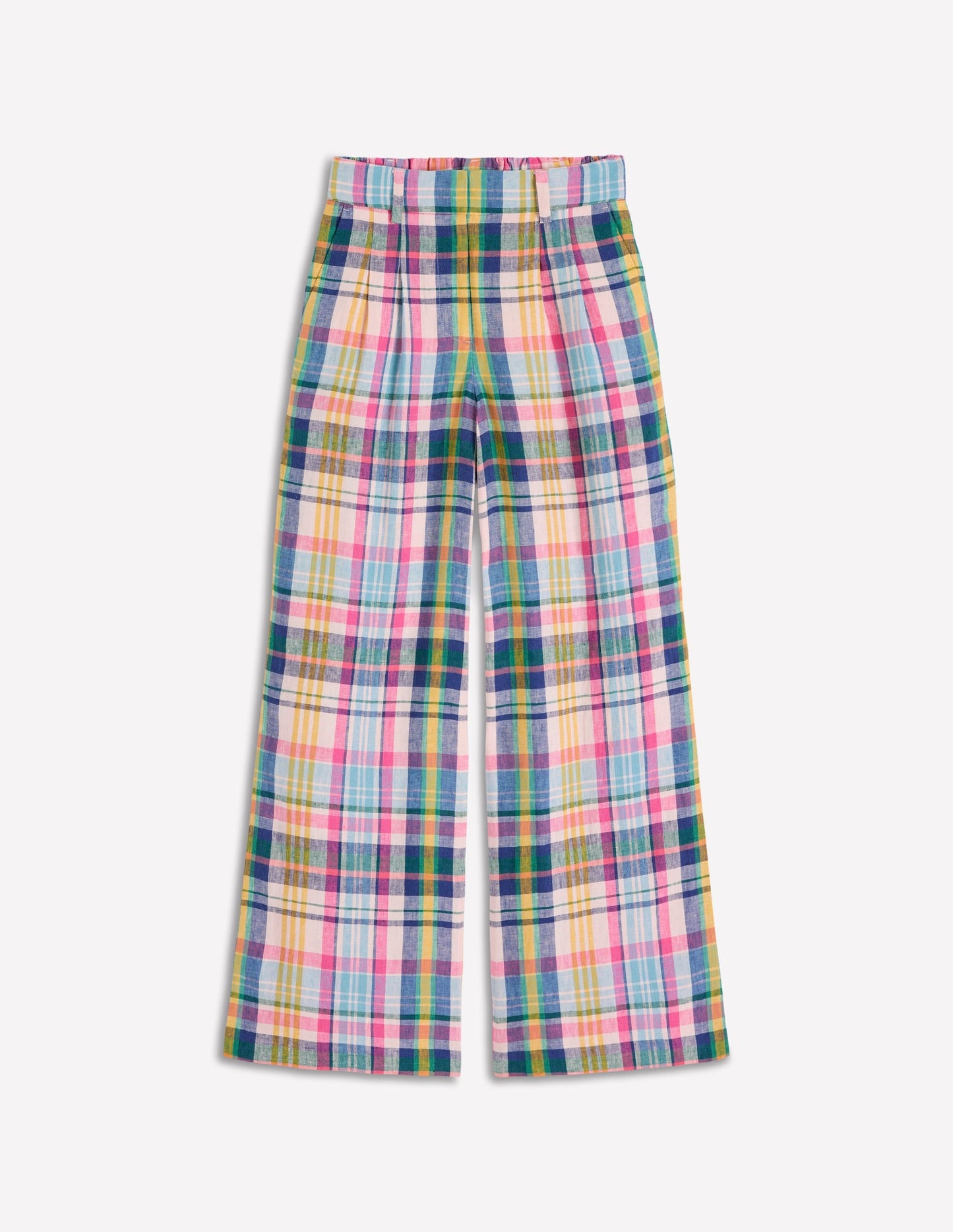 Kensington Linen Pants-Blue, Pink and Green Madras