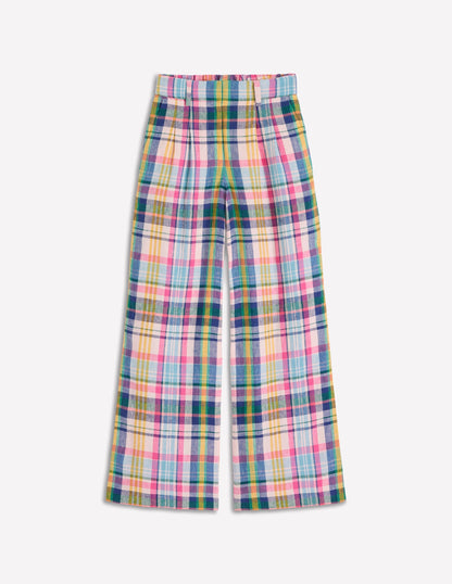Kensington Linen Pants-Blue, Pink and Green Madras
