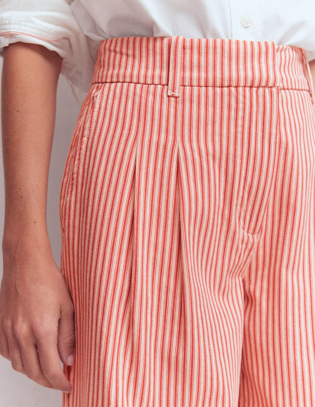 Kensington Wide Leg Pants-Red Ticking Stripe