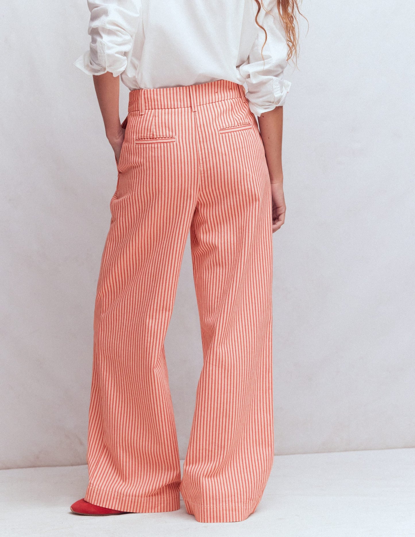 Kensington Wide Leg Pants-Red Ticking Stripe
