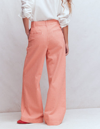 Kensington Wide Leg Pants-Red Ticking Stripe