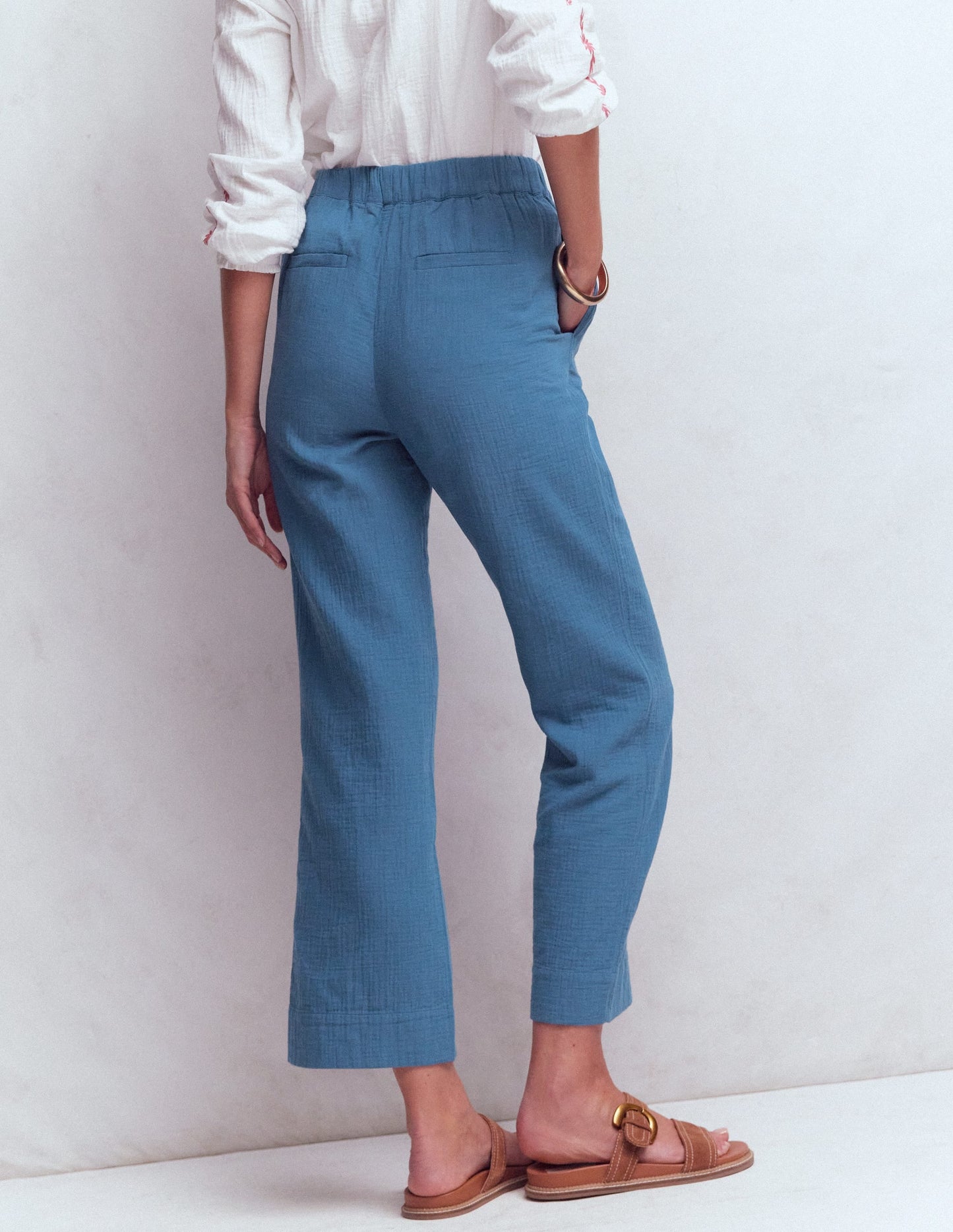 Pull On Double Cloth Pants-Seamist Blue