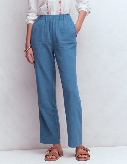 Pull On Double Cloth Pants-Seamist Blue