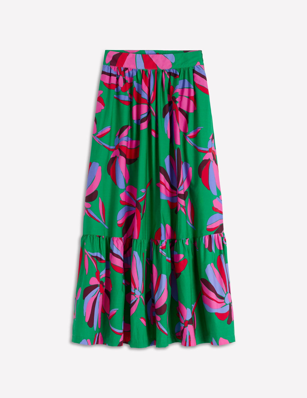 Abigail Poplin Maxi Skirt-Green, Daisy Cascade