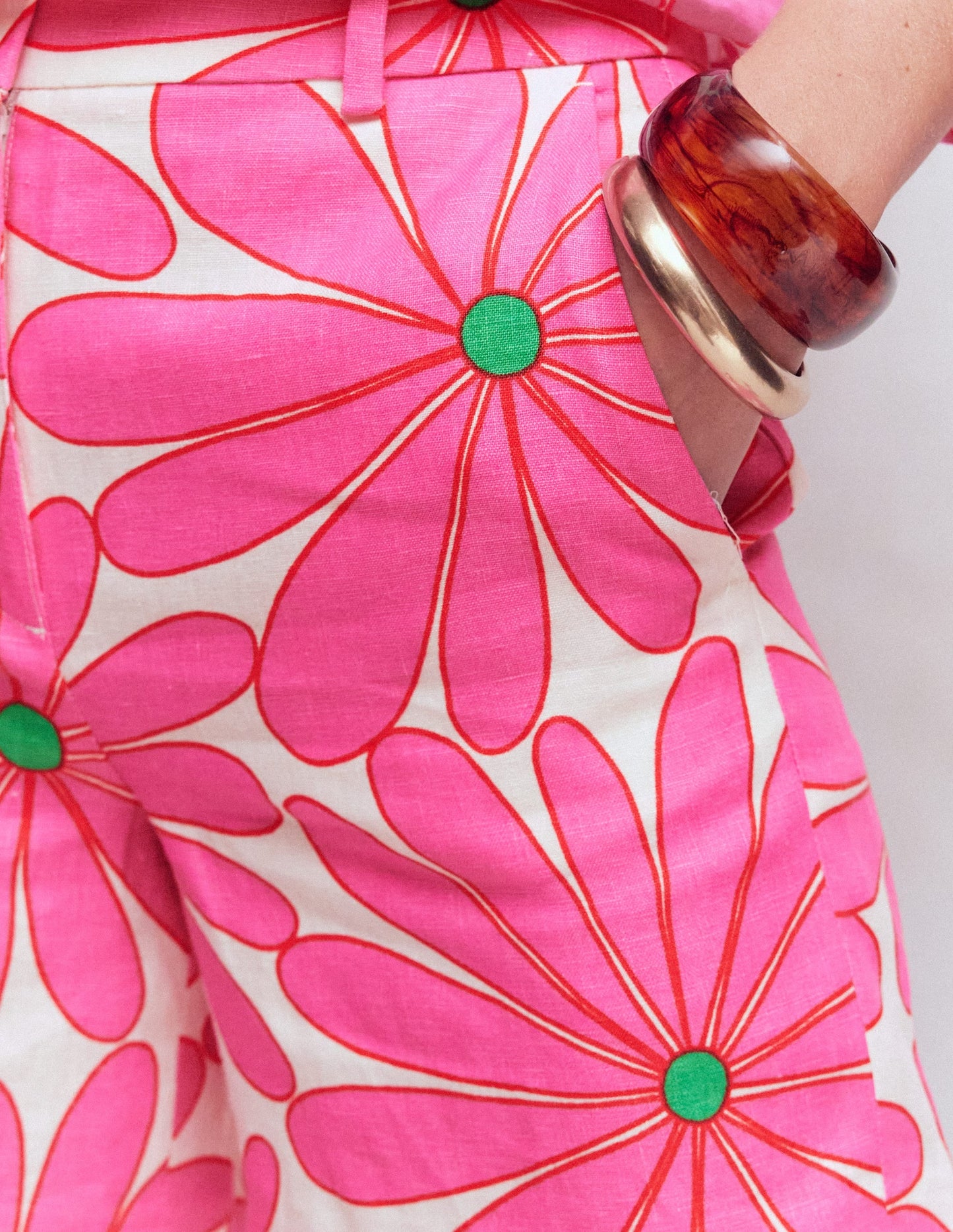 Belgravia Linen Shorts-Pink, Daisy Blossom