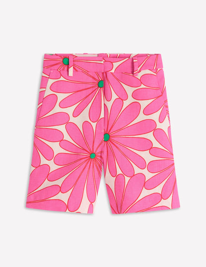 Belgravia Linen Shorts-Pink, Daisy Blossom