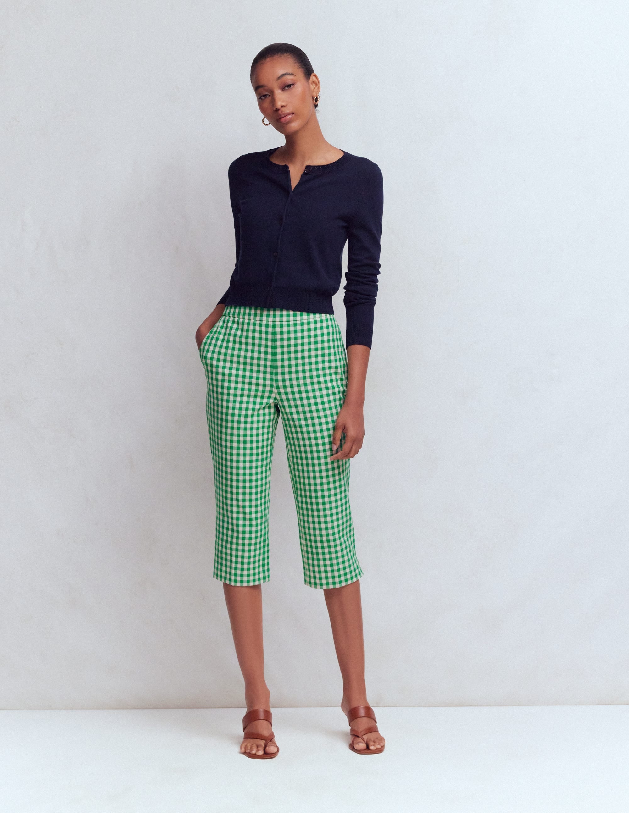 Capri Pants-Rich Emerald, Gingham
