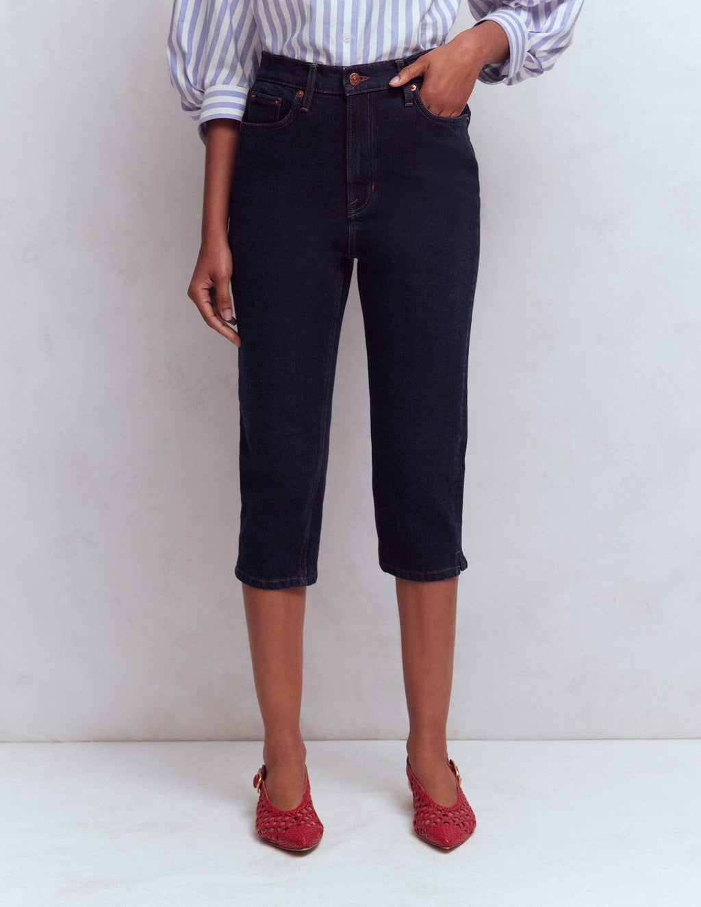 5-pocket Capri Jeans-Indigo