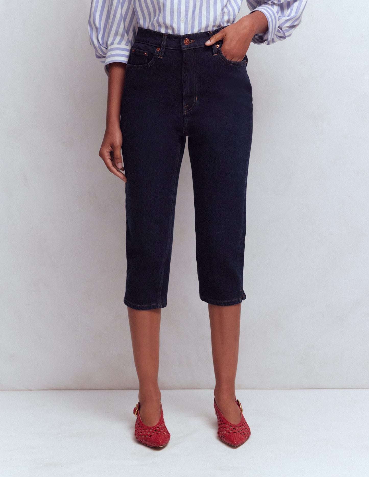 5-pocket Capri Jeans-Indigo