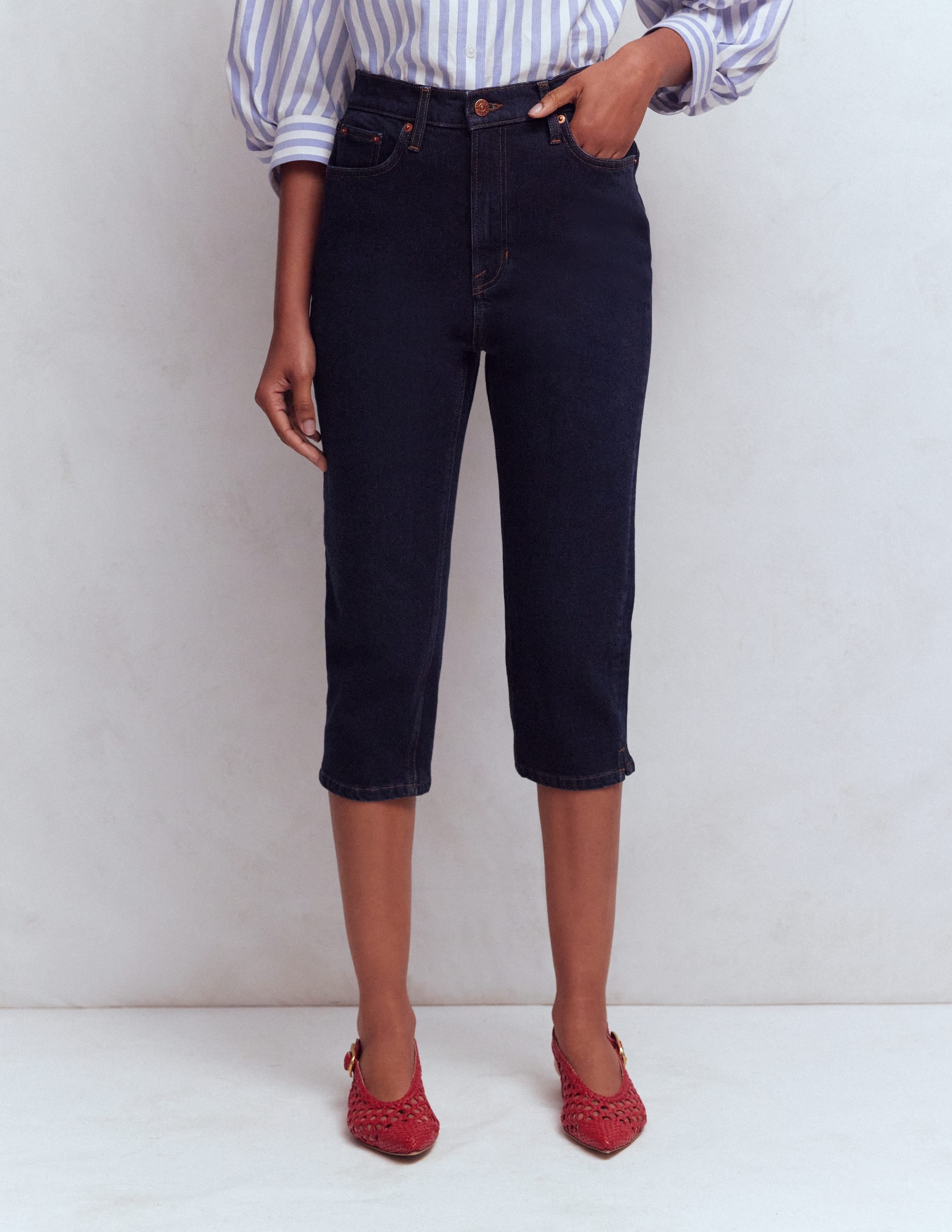 5-pocket Capri Jeans-Indigo