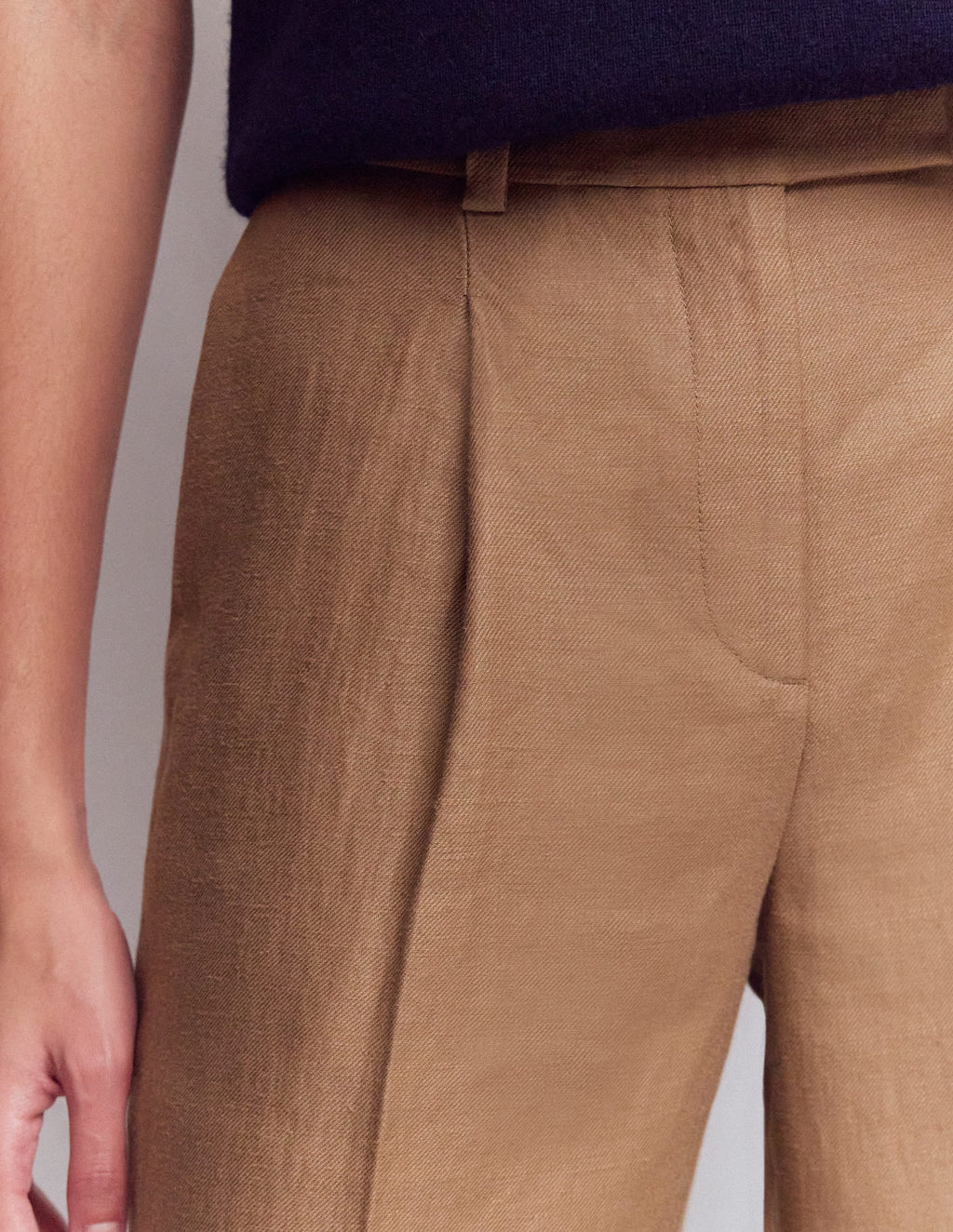 Chiswick Crop Linen Pants-Cappuccino