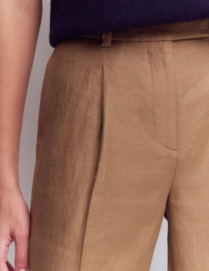 Chiswick Crop Linen Pants-Cappuccino
