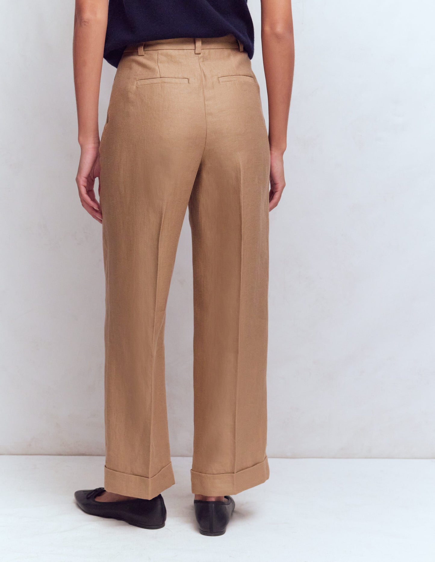 Chiswick Crop Linen Pants-Cappuccino