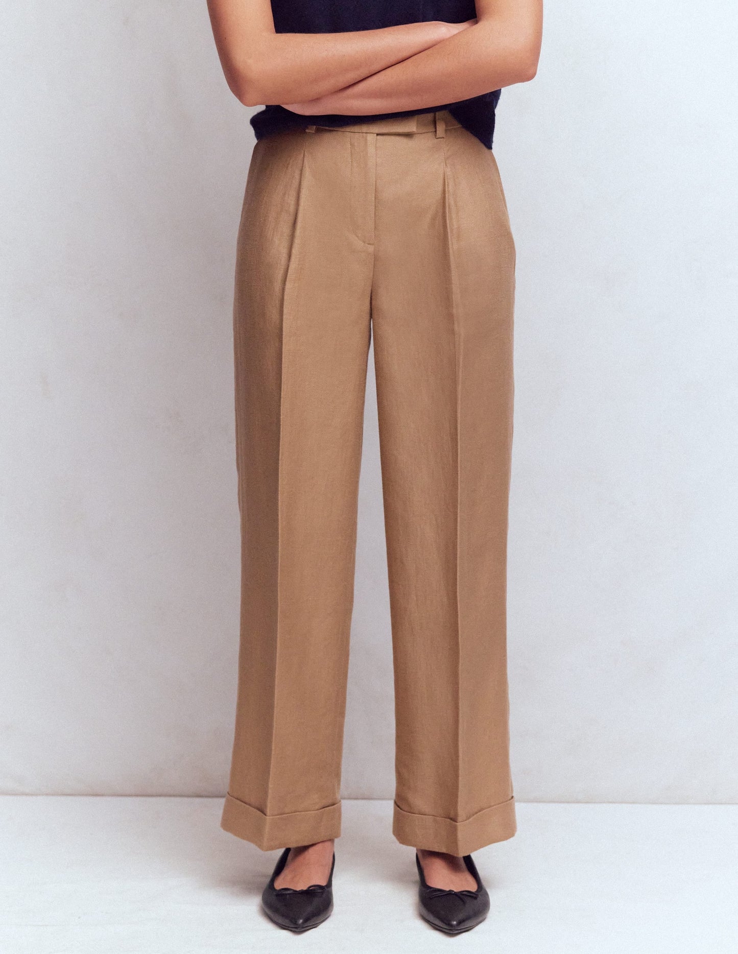 Chiswick Crop Linen Pants-Cappuccino