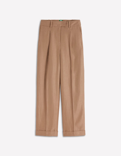 Chiswick Crop Linen Pants-Cappuccino