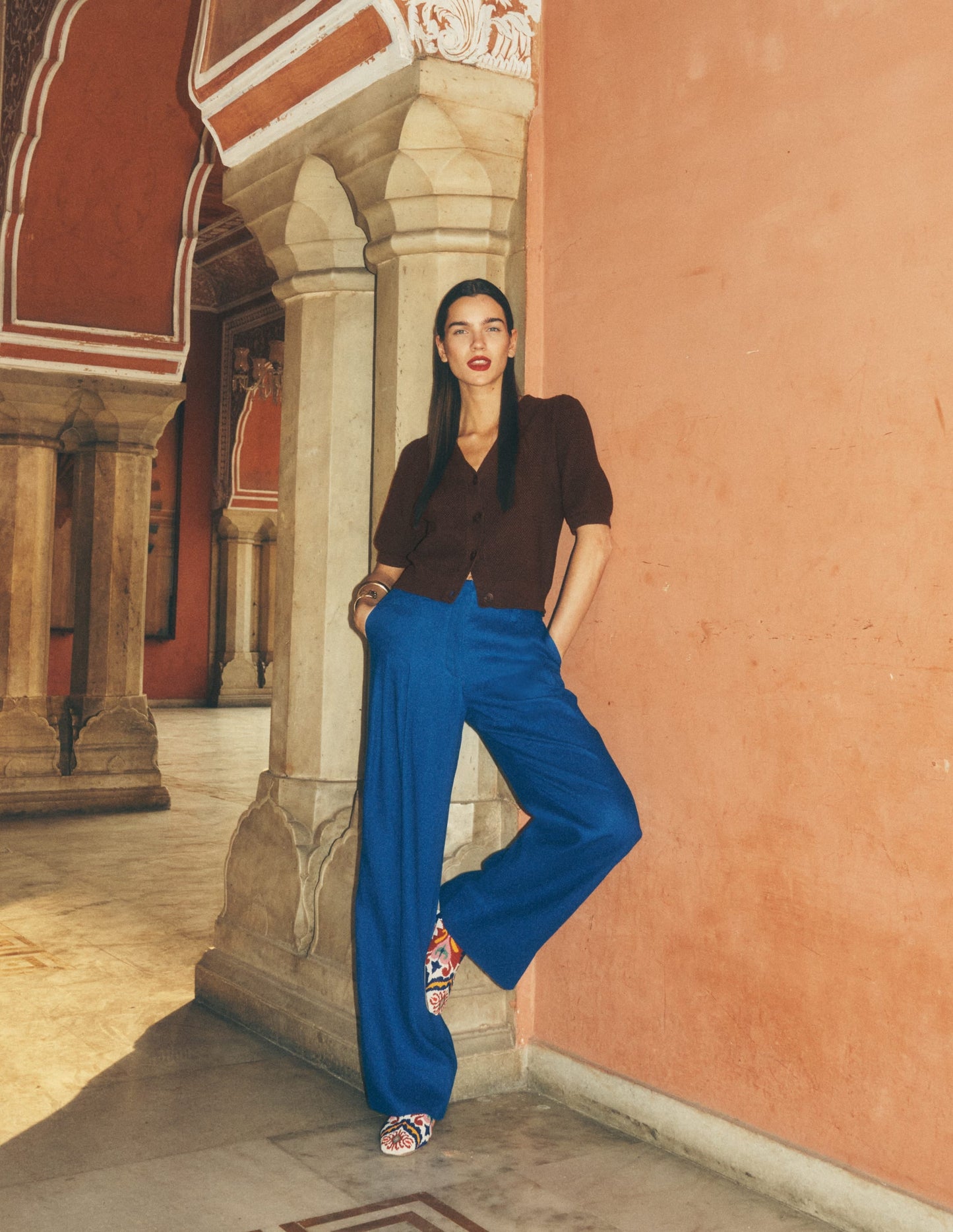 Mayfair Linen Pants-Bright Blue