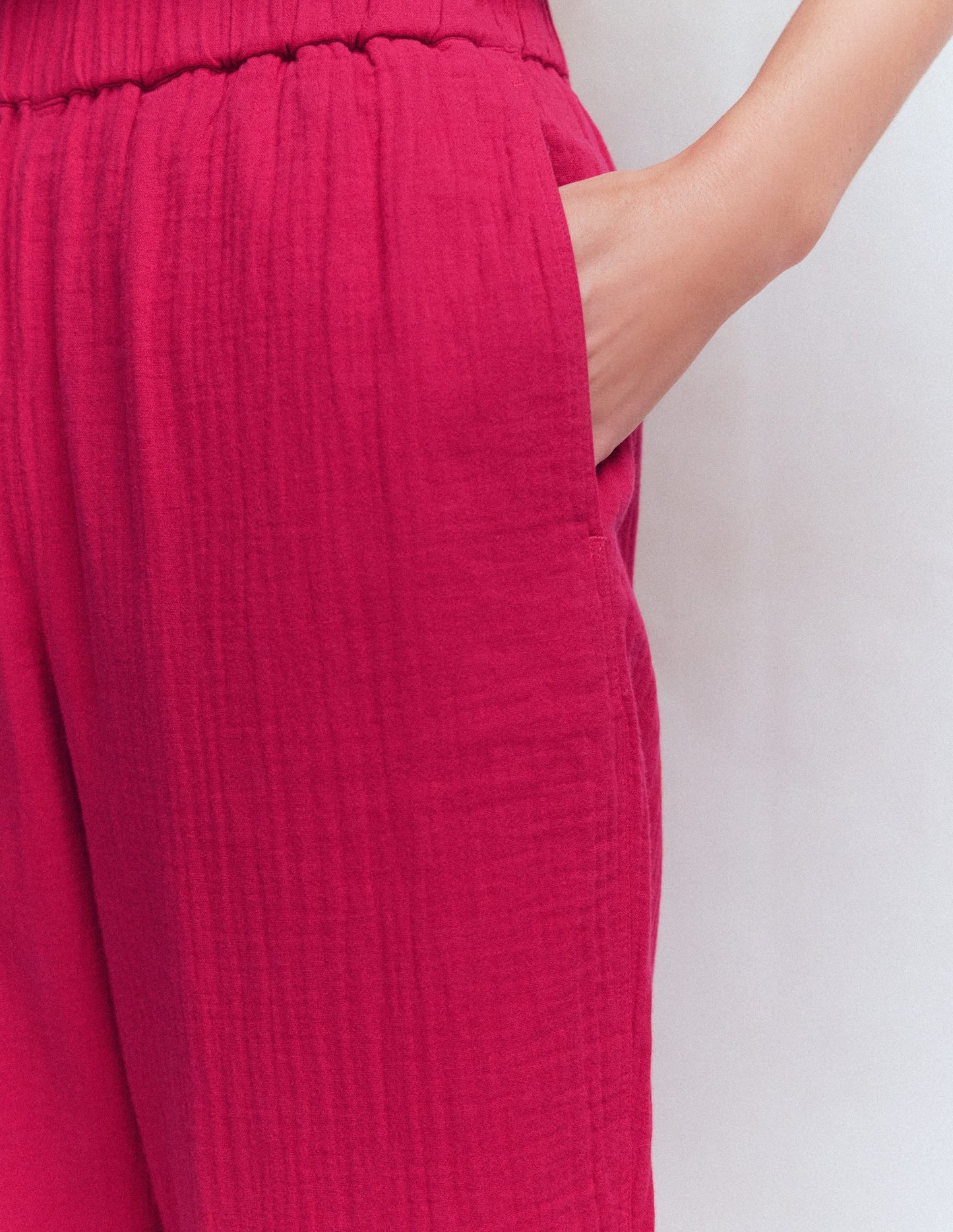 Double Cloth Crop Pants-Pomegranate