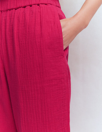 Double Cloth Crop Pants-Pomegranate