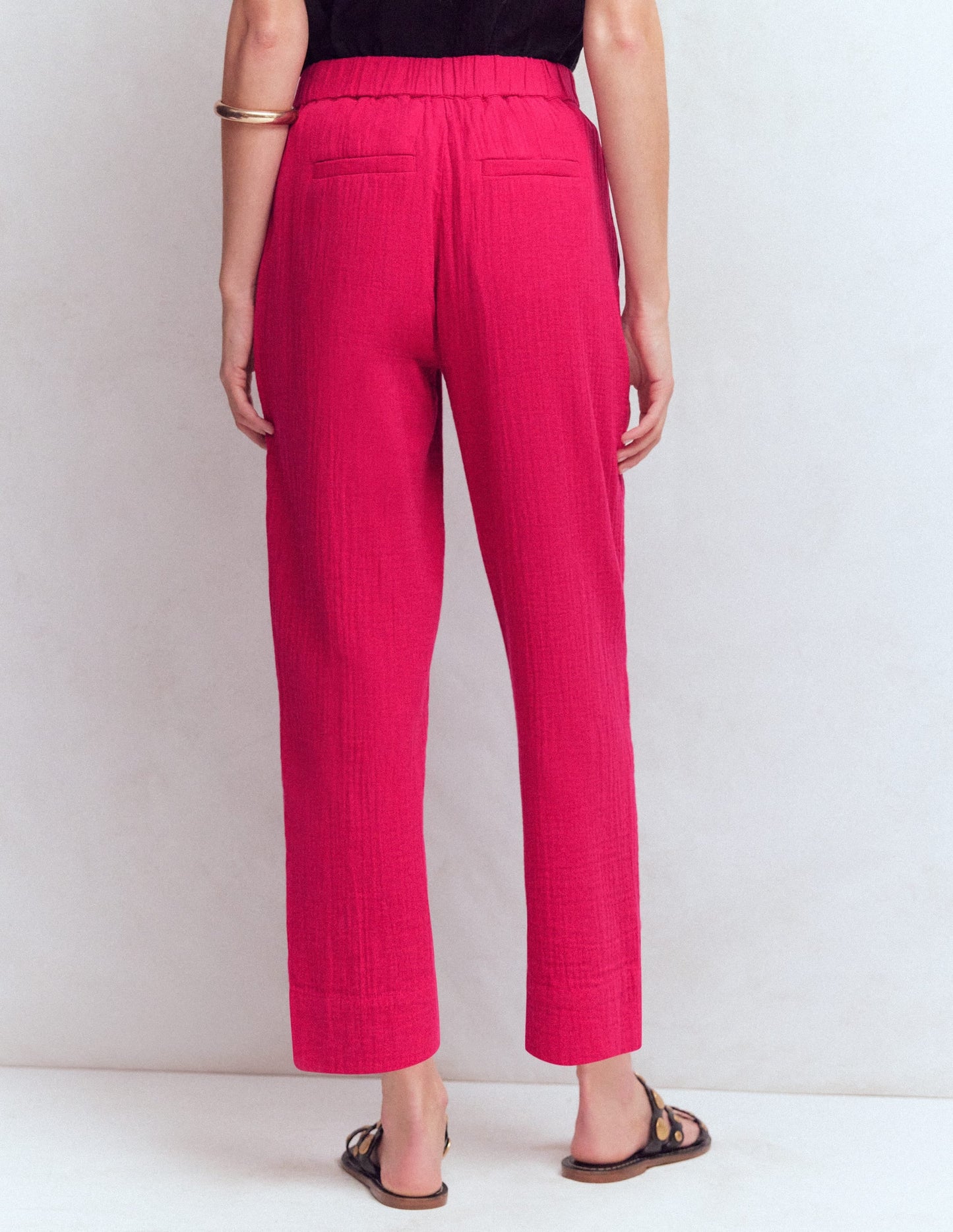 Double Cloth Crop Pants-Pomegranate