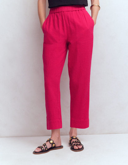Double Cloth Crop Pants-Pomegranate