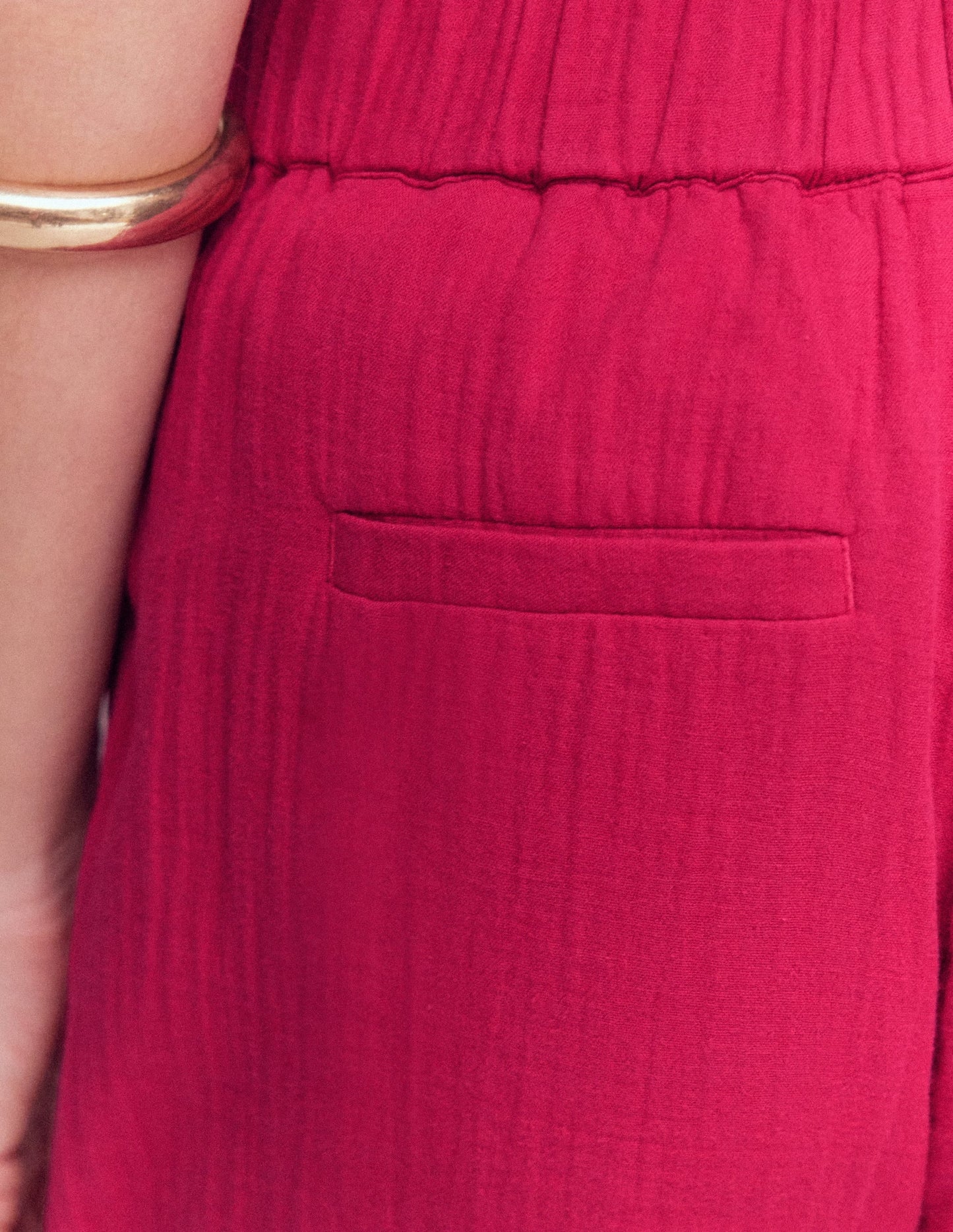 Double Cloth Crop Pants-Pomegranate