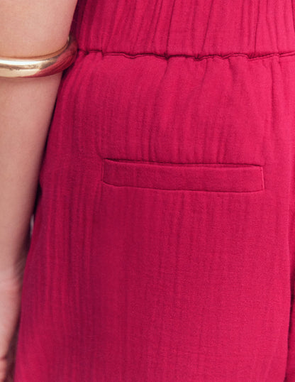 Double Cloth Crop Pants-Pomegranate
