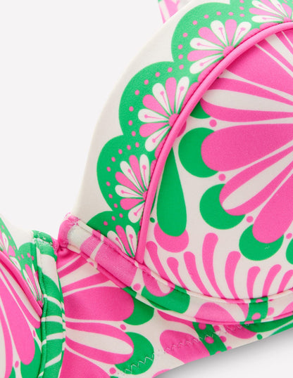 Rhodes Cup Sized Bikini Top-Pink, Euphoric Gardens