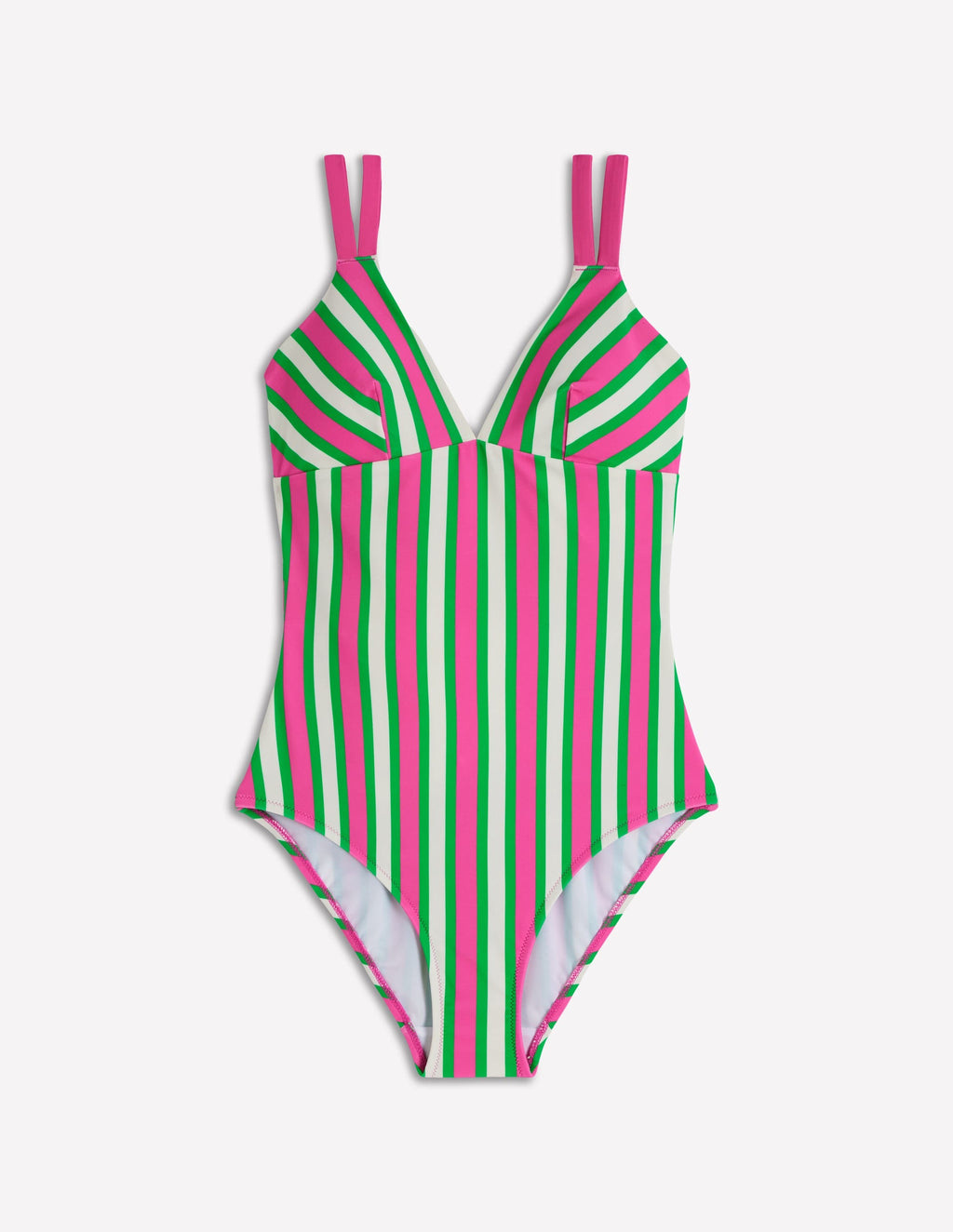 Arles Swimsuit-Pink, Green and White Stripe