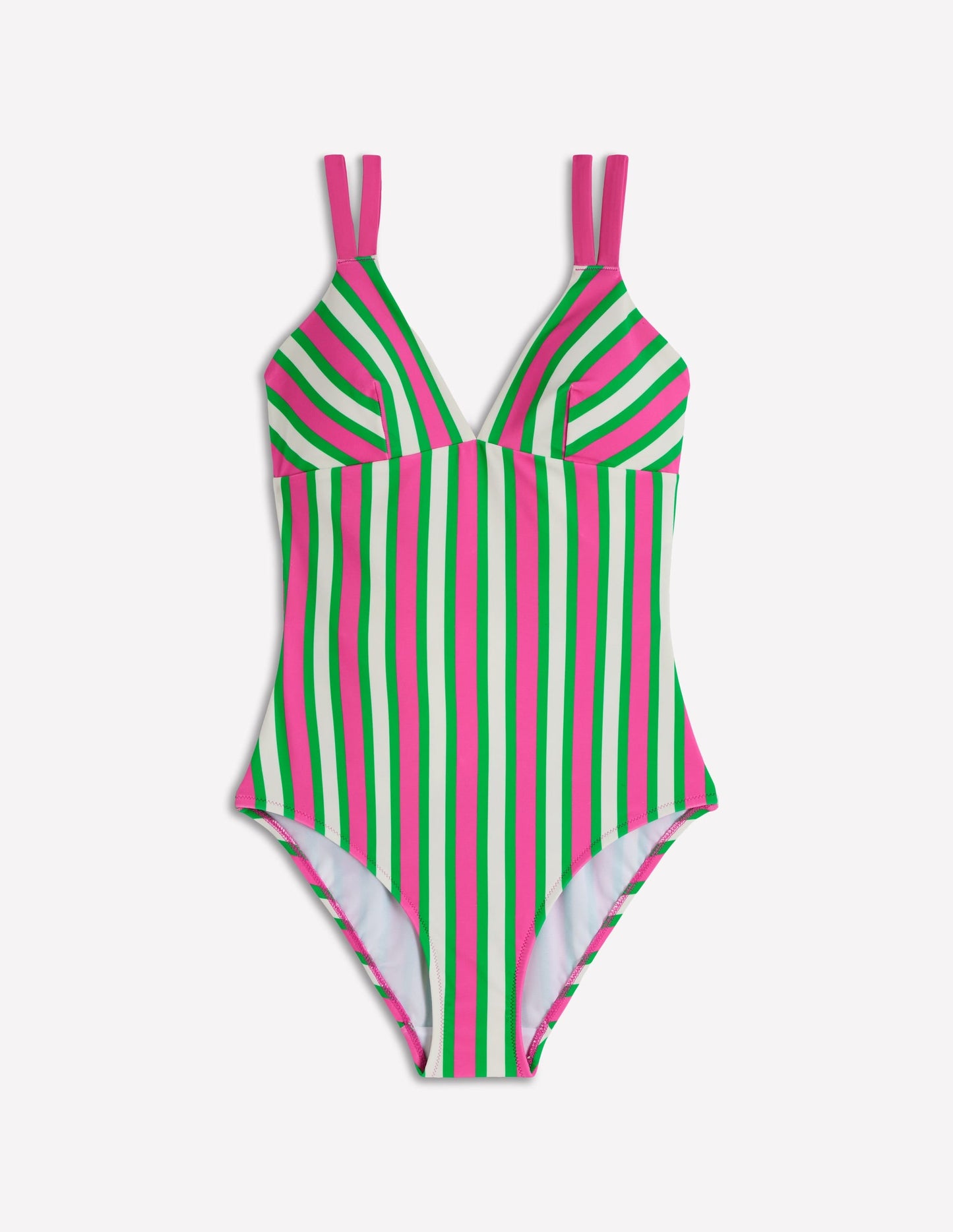 Arles Swimsuit-Pink, Green and White Stripe