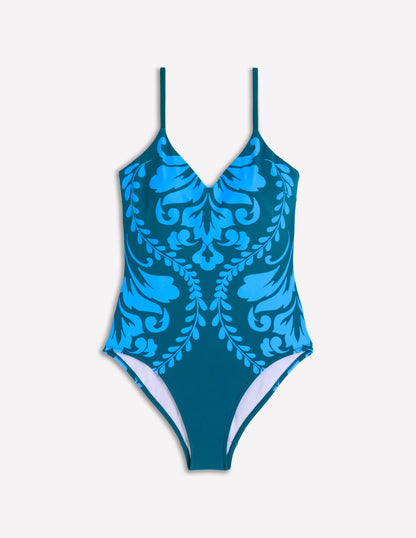 Palermo V Swimsuit-Green, Decorative Lattice