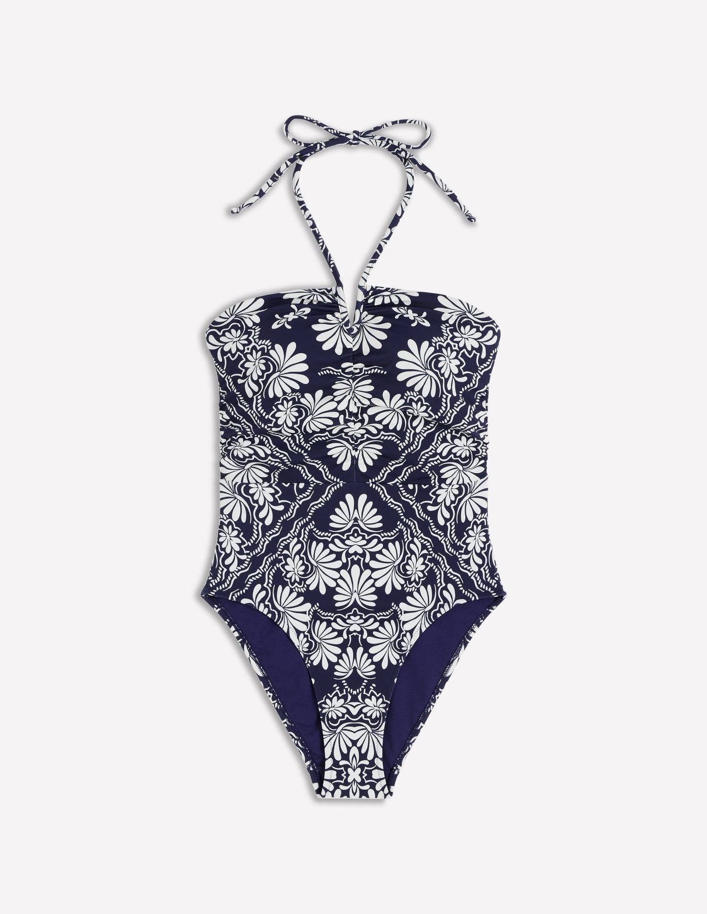 Gather String Swimsuit-French Navy, Botanical Charm