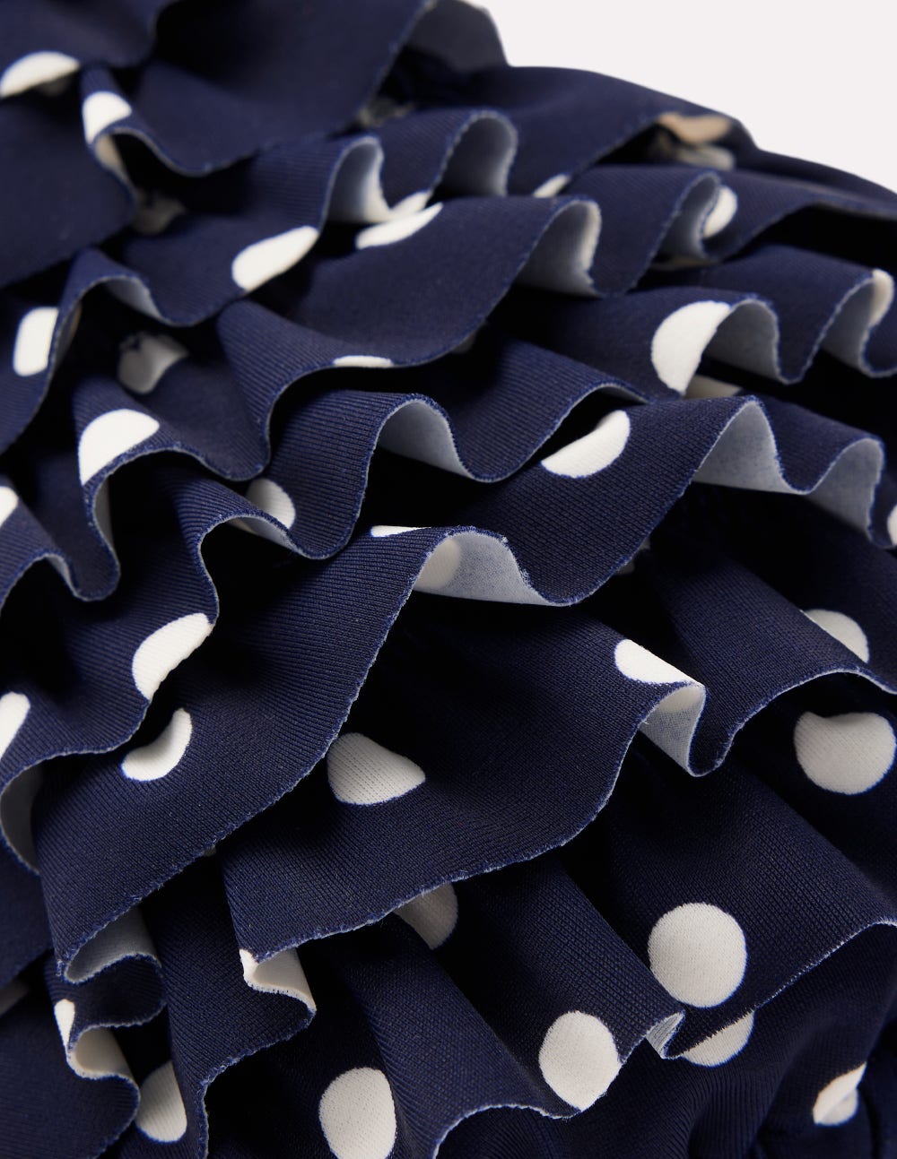 Ruffle Bikini Top-Navy Spot