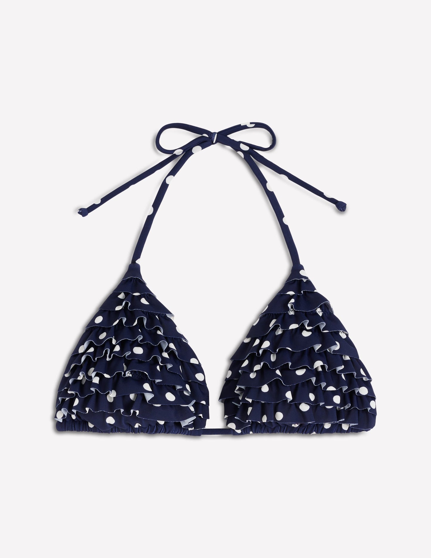 Ruffle Bikini Top-Navy Spot