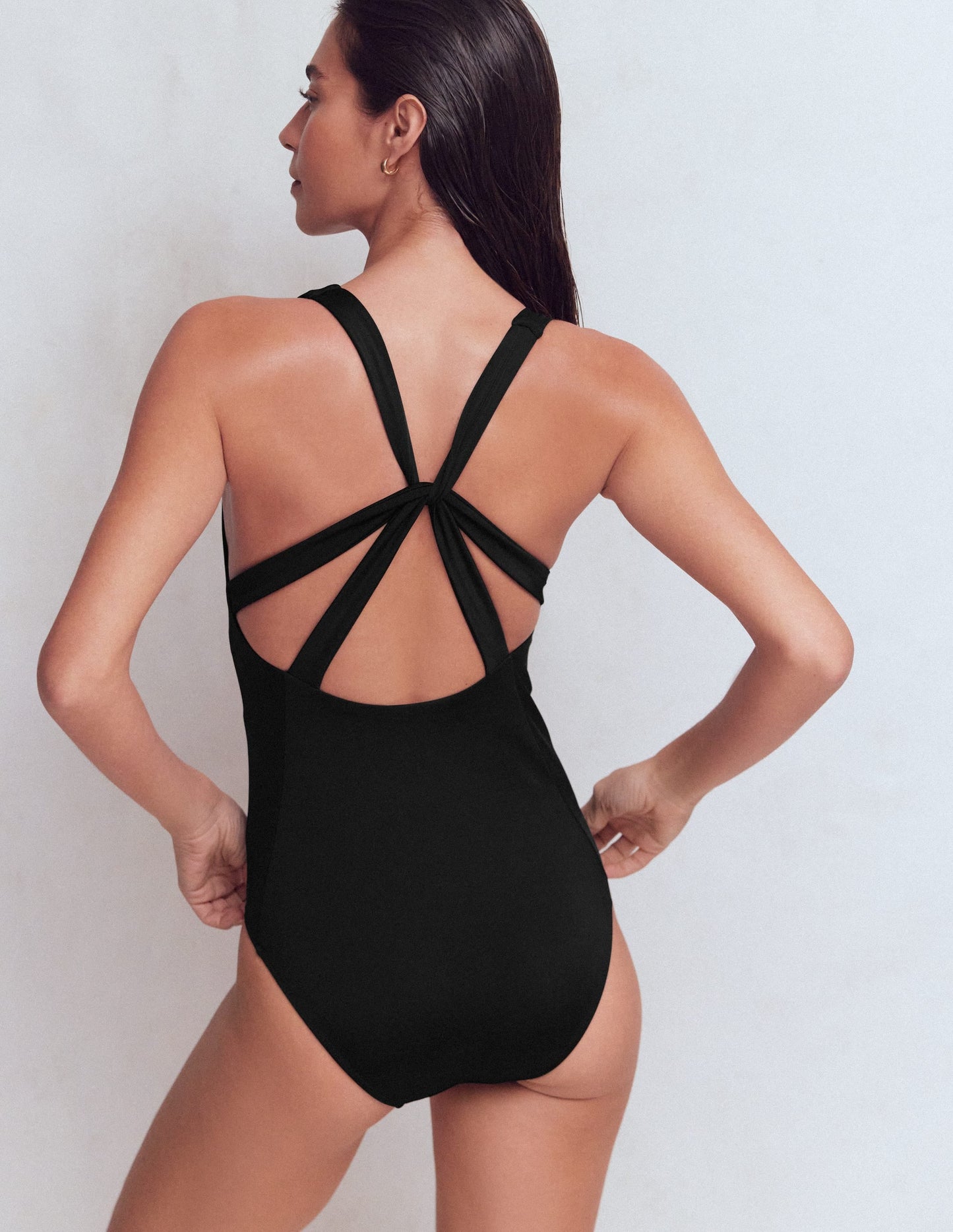 Strap Detail Swimsuit-Black