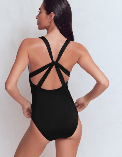 Strap Detail Swimsuit-Black