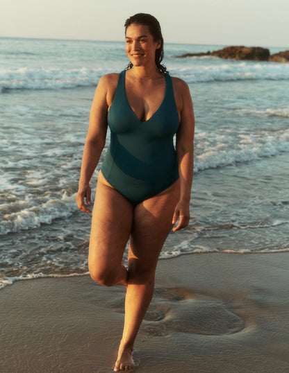 Strap Detail Swimsuit-Pacific Green