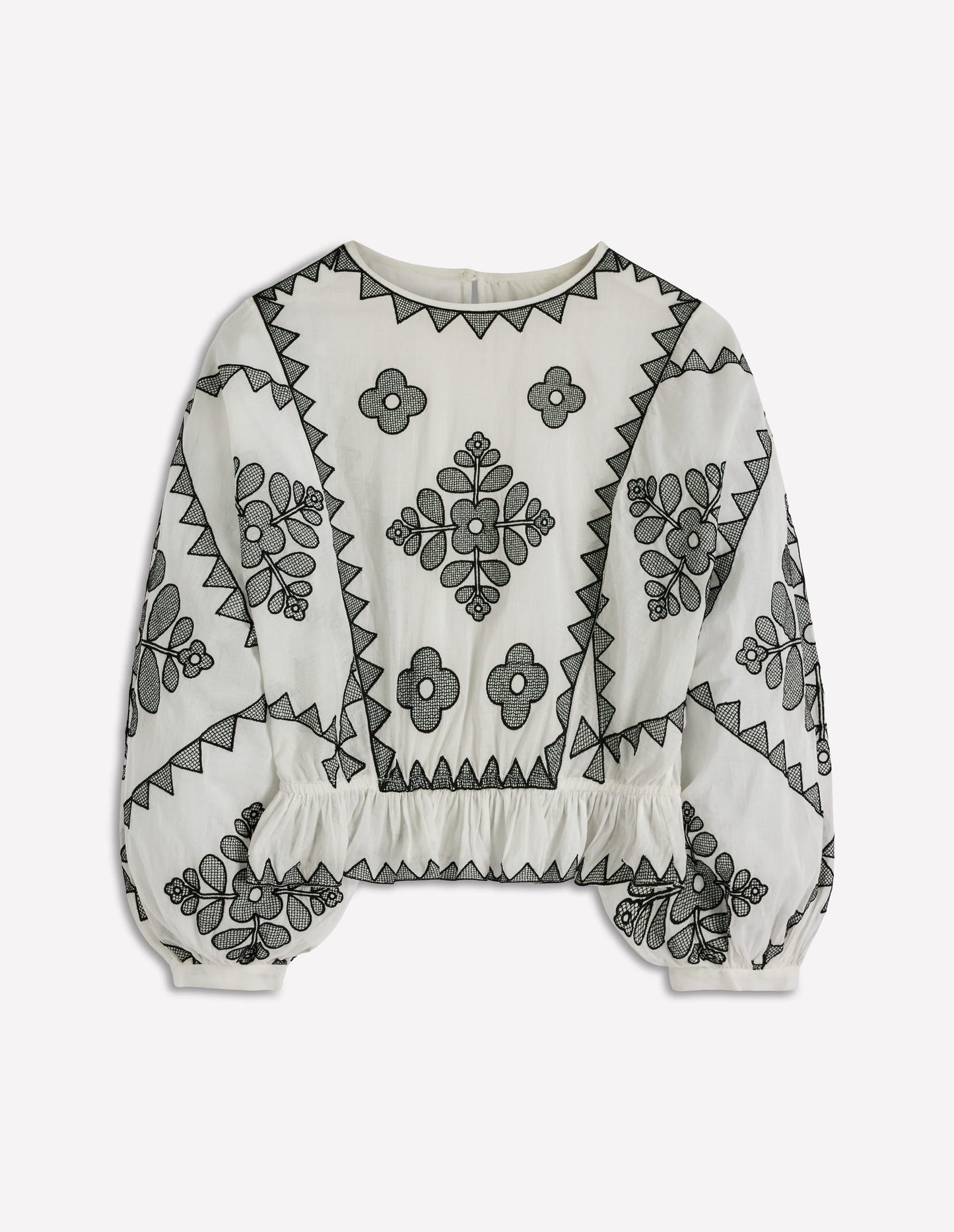 Embroidered Vacation Top-Ivory