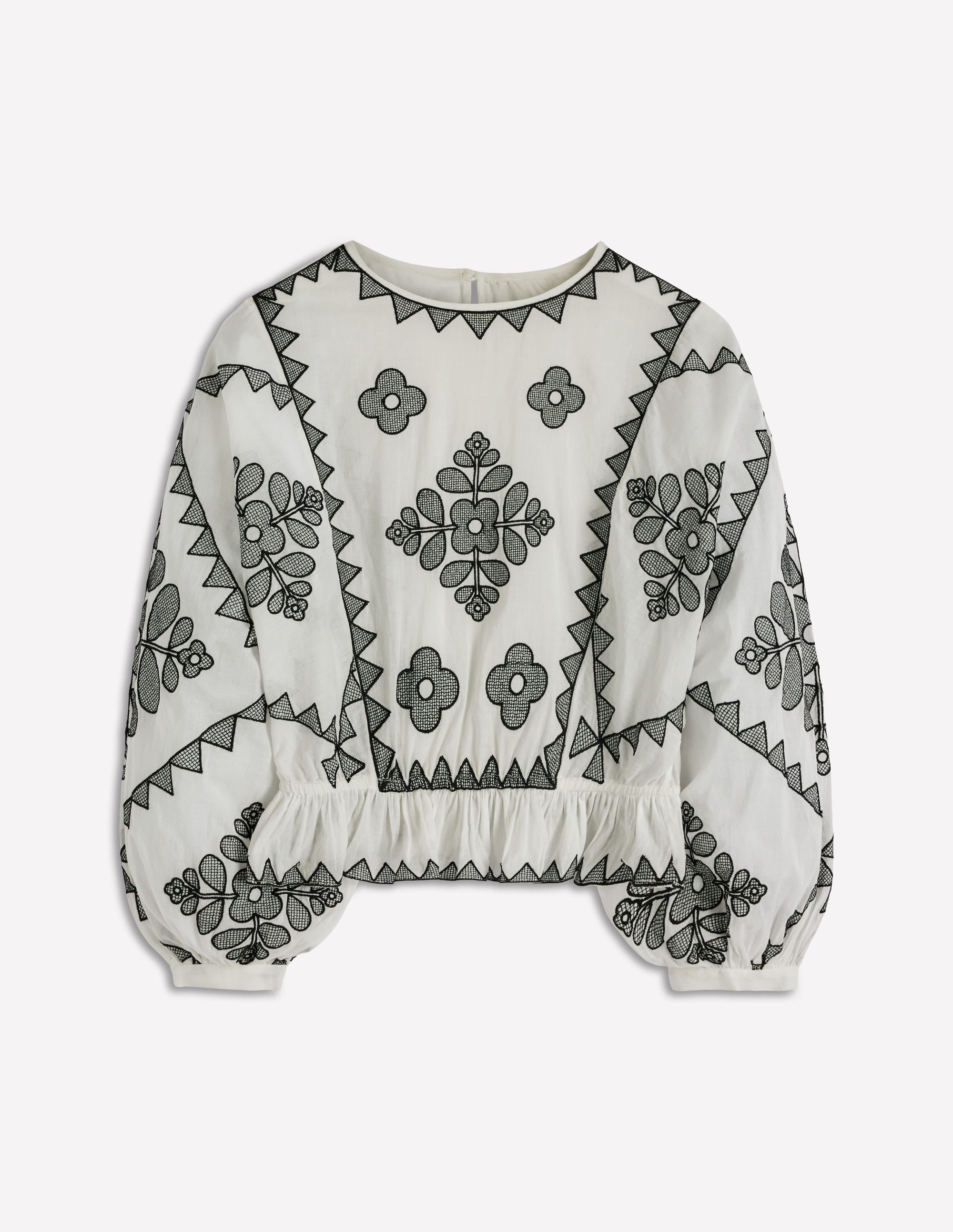 Embroidered Vacation Top-Ivory