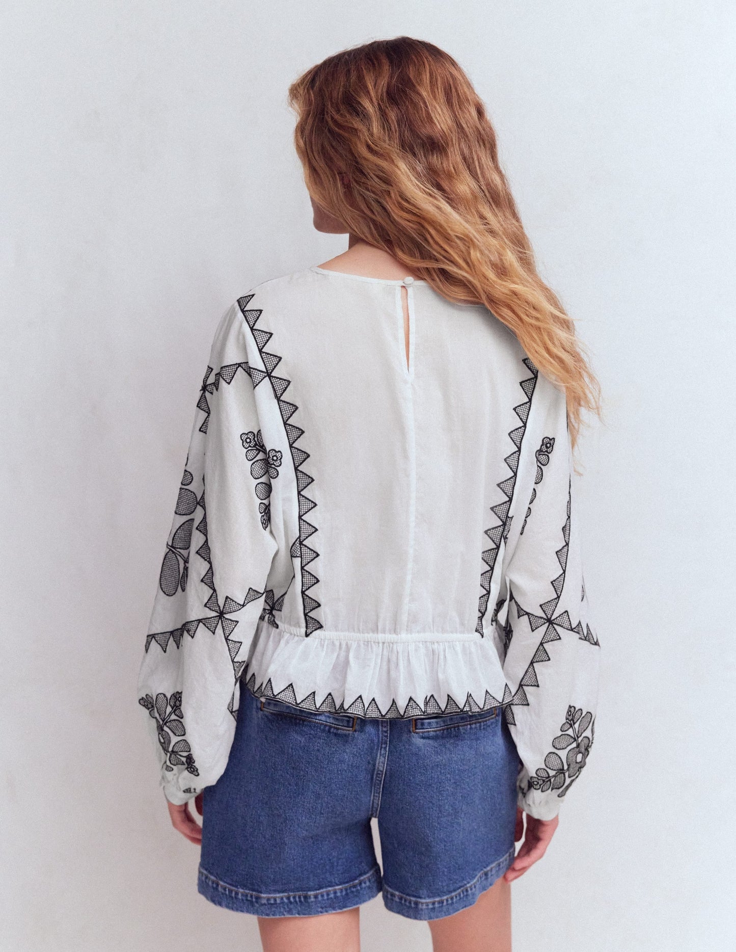 Embroidered Vacation Top-Ivory