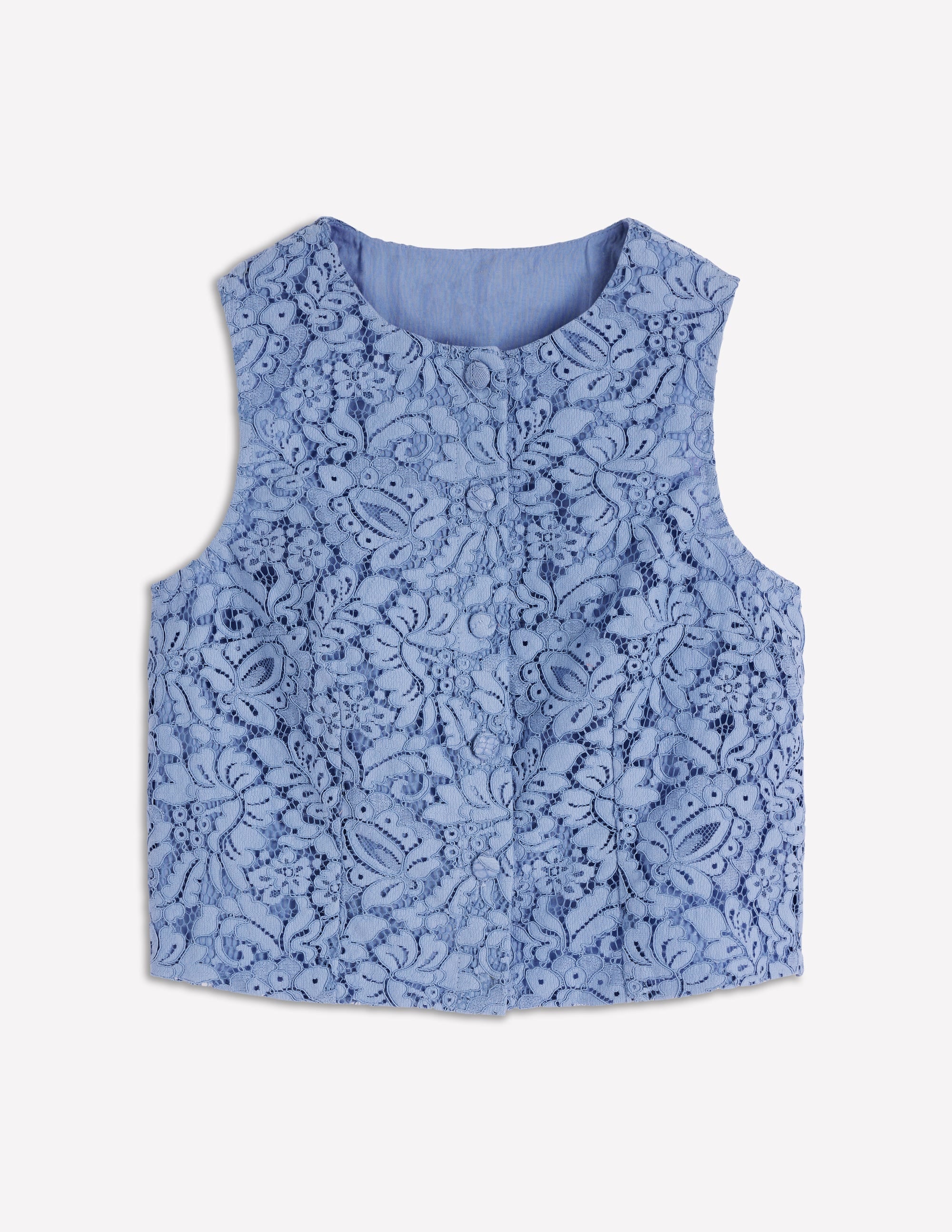 Andrea Lace Shell Top-Cornflower Blue
