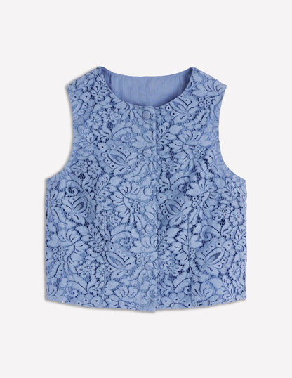 Andrea Lace Shell Top-Cornflower Blue
