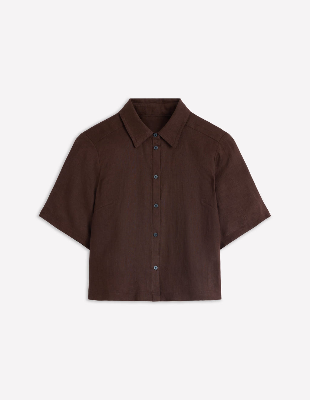 Short Sleeve Linen Shirt-Bitter Chocolate