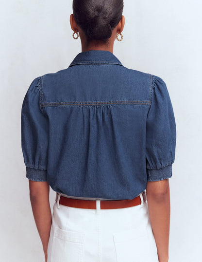 Short Sleeve Denim Top-Light Vintage