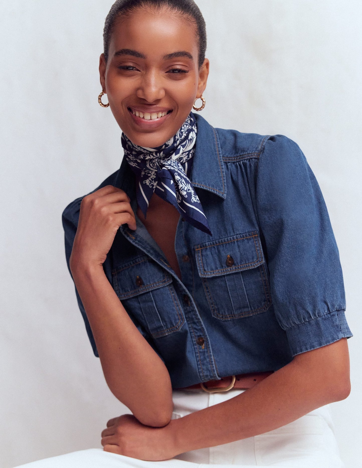 Short Sleeve Denim Top-Light Vintage