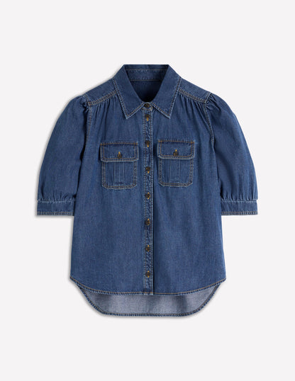 Short Sleeve Denim Top-Light Vintage